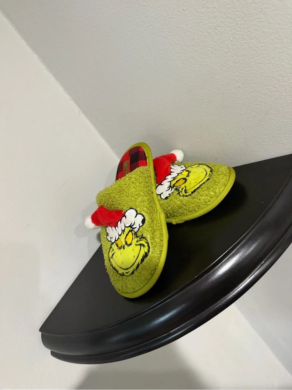 Kids Green Grinch Holiday Slippers